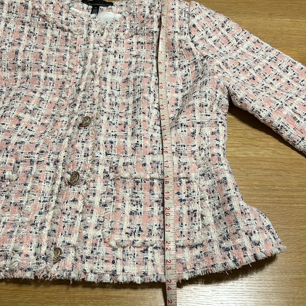 $200 WHBM  Shimmery Womens Pink Tweed Jacket size 14 NEW - Picture 14 of 15